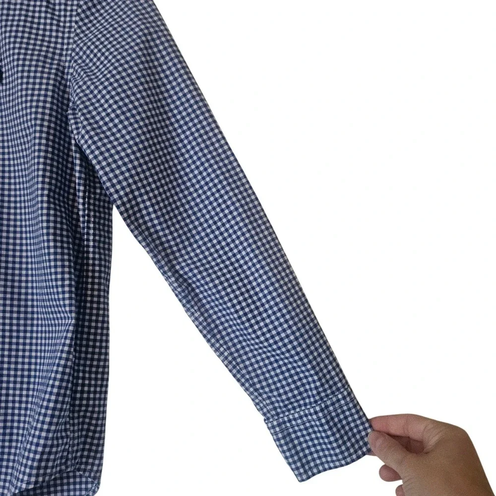 Ralph Lauren Boys M 10-12 Blue White Gingham Natural Stretch Button Down Shirt